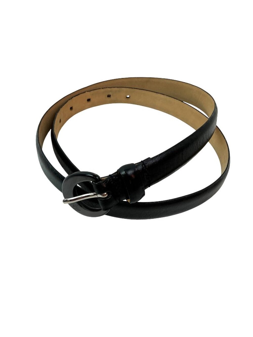 Calvin Klein Leather Belt With Round Buckle For Women 32-34 Black